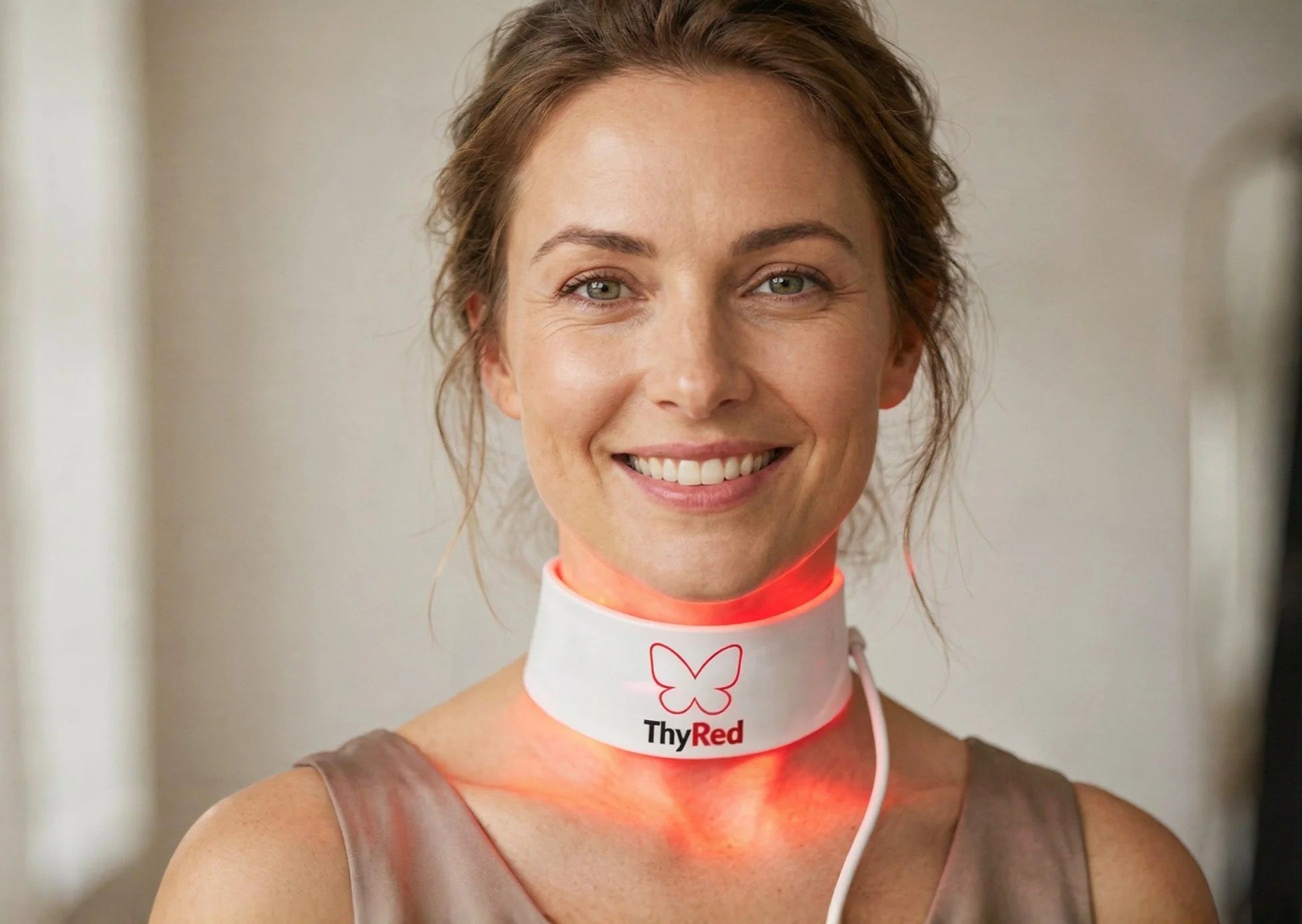 ThyRed device worn around neck