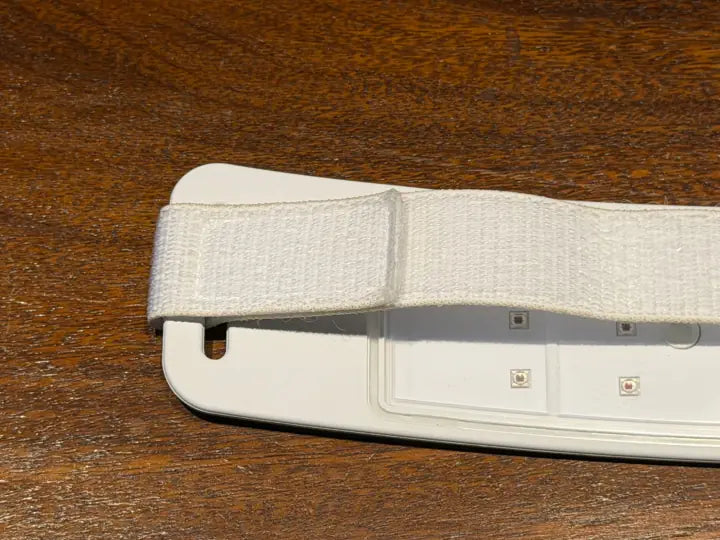 Strap folded back and fastened onto itself